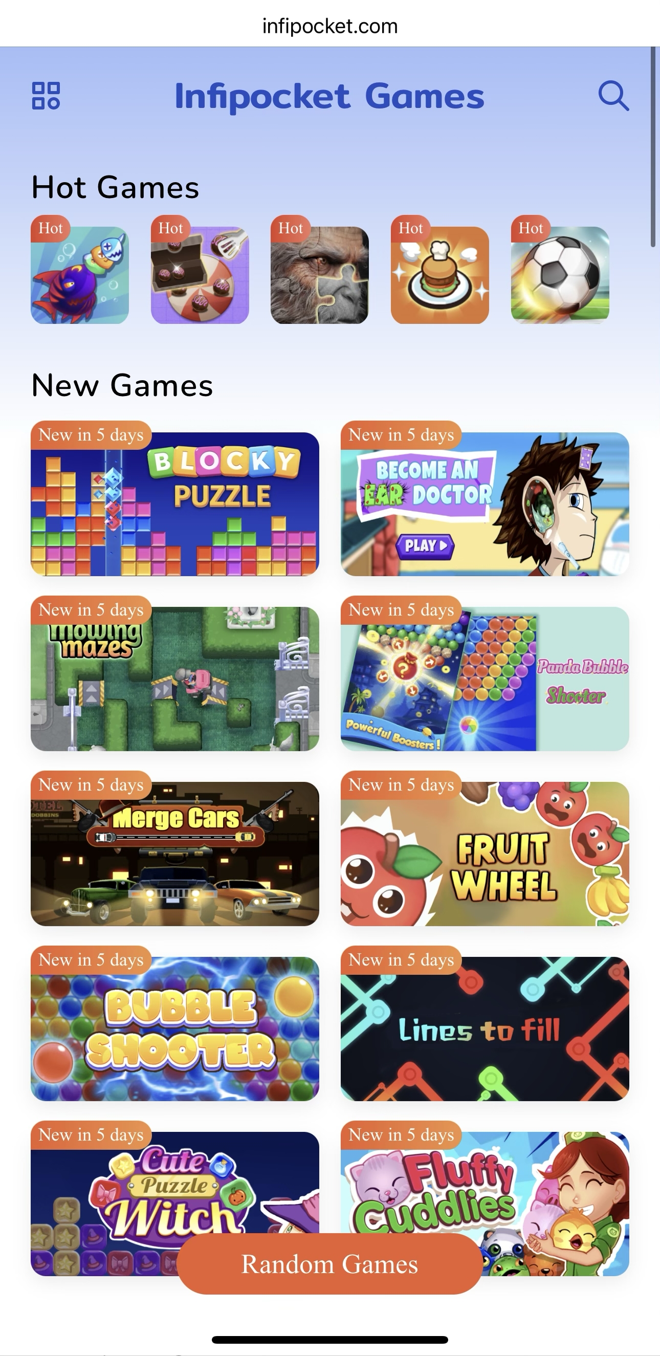 Infipocket Games Platform - Hot Games
